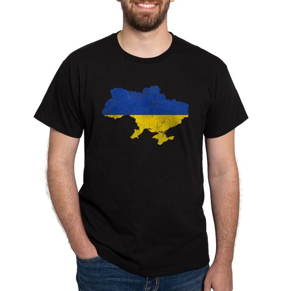 CafePress - Ukraine Flag And Map Dark T Shirt - Men's Classic Graphic Cotton T-Shirt