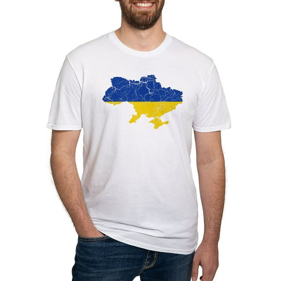 CafePress - Ukraine Flag And Map Fitted T Shirt - Fitted T-Shirt, Vintage Fit Soft Cotton Tee