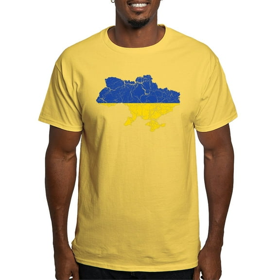 CafePress - Ukraine Flag And Map Light T Shirt - Men's Classic Graphic T-Shirt