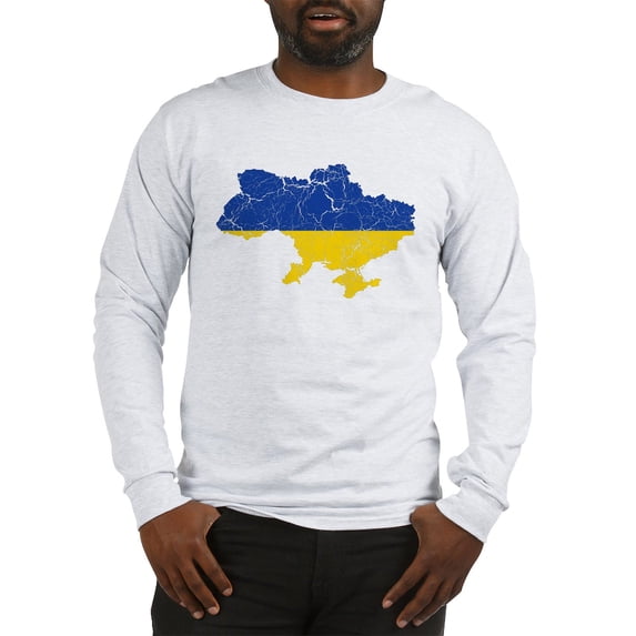 CafePress - Ukraine Flag And Map Long Sleeve T Shirt - Unisex Cotton Long Sleeve T-Shirt