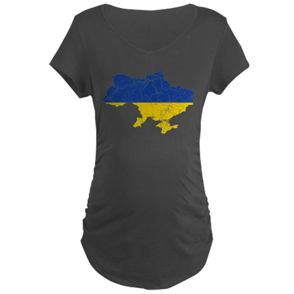 CafePress - Ukraine Flag And Map Maternity Dark T Shirt - Maternity Dark T-Shirt