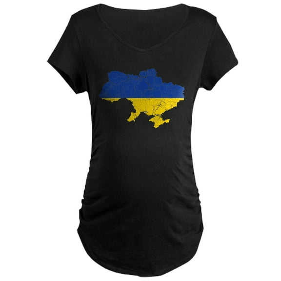 CafePress - Ukraine Flag And Map Maternity Dark T Shirt - Maternity Dark T-Shirt