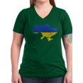 thumbnail image 1 of CafePress - Ukraine Flag And Map Women's V Neck Dark T Shirt - Women's V-Neck Dark T-Shirt, 1 of 1