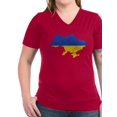thumbnail image 1 of CafePress - Ukraine Flag And Map Women's V Neck Dark T Shirt - Women's V-Neck Dark T-Shirt, 1 of 1