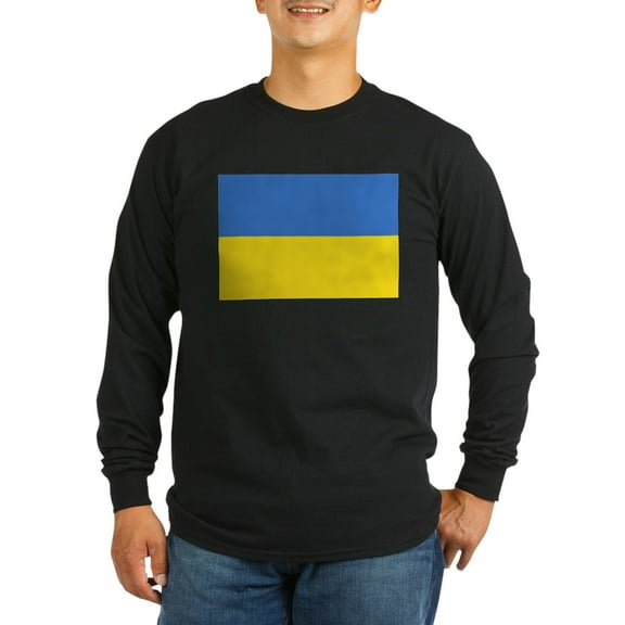 CafePress - Ukraine Flag Long Sleeve T Shirt - Long Sleeve Dark T-Shirt