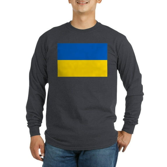 CafePress - Ukraine Flag Long Sleeve T Shirt - Long Sleeve Dark T-Shirt
