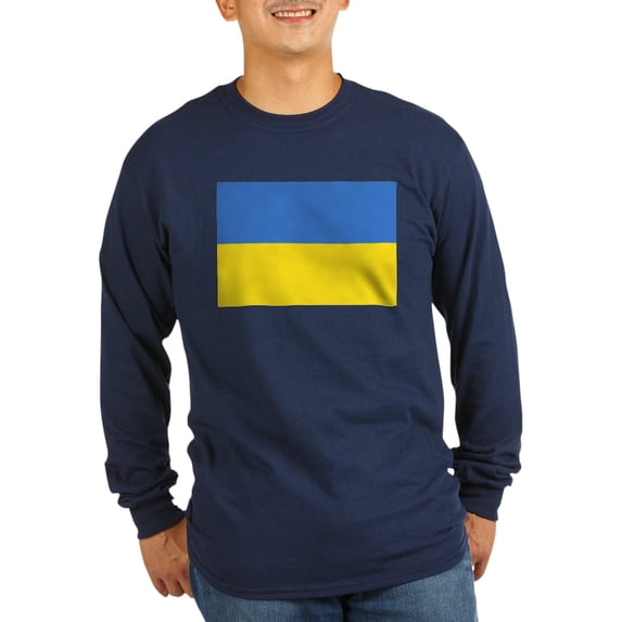 CafePress - Ukraine Flag Long Sleeve T Shirt - Long Sleeve Dark T-Shirt