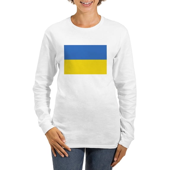 CafePress - Ukraine Flag Long Sleeve T Shirt - Women's Long Sleeve Graphic Casual T-Shirt