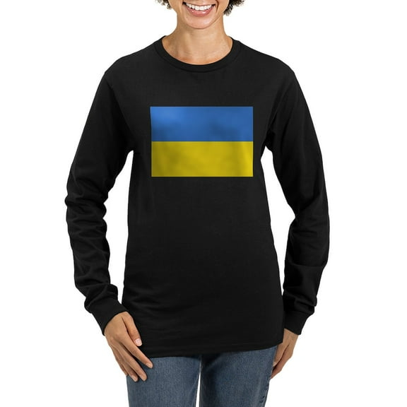 CafePress - Ukraine Flag Long Sleeve T Shirt - Women's Long Sleeve Graphic Tee Casual Fit
