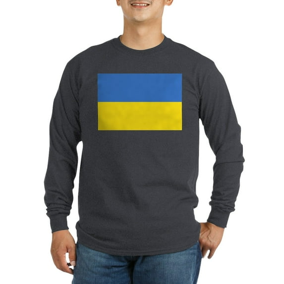 CafePress - Ukraine Flag Men's Long Sleeve T Shirt - Long Sleeve Dark T-Shirt