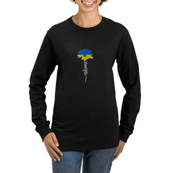 CafePress - Ukraine Flag Sunflower Vintage Long Sleeve T Shirt - Women's Long Sleeve Graphic Tee Casual Fit