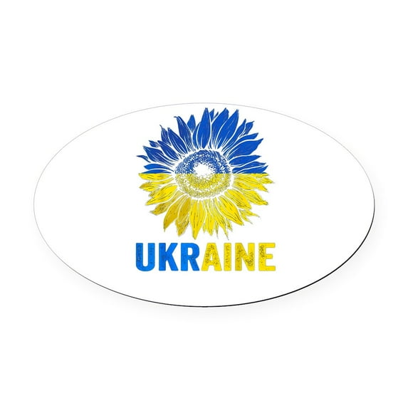 CafePress - Ukraine Flag Sunflower Vintage Ukr - Oval Car Magnet