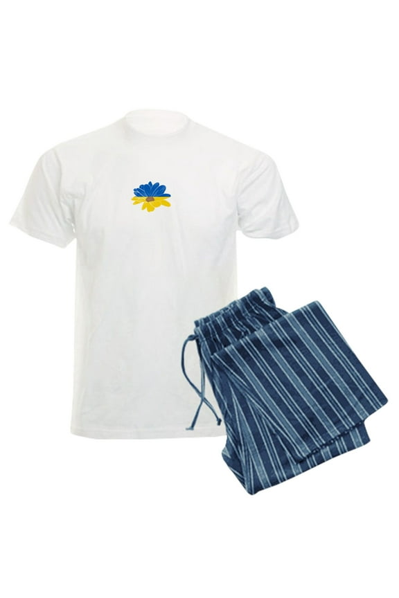 - Ukraine Flag Sunflower Vintage Ukrainian S Pajamas - Men's Light Loose Fit Cotton Pajama Set