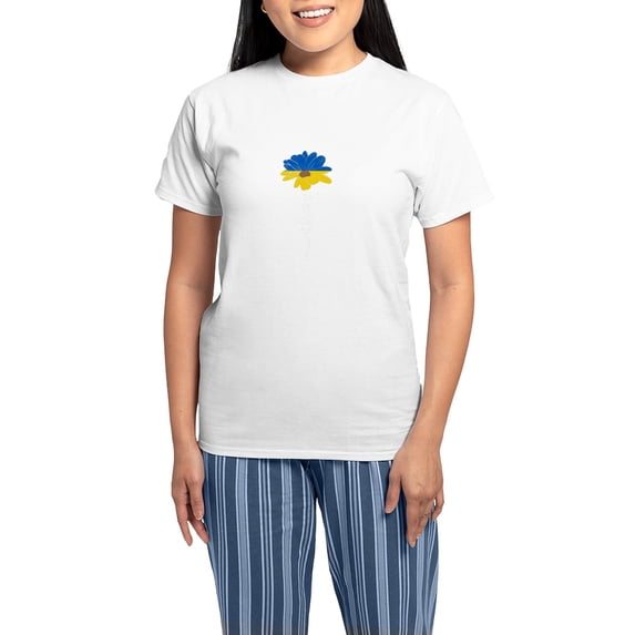 CafePress - Ukraine Flag Sunflower Vintage Ukrainian S Pajamas - Women's Short Sleeve Print T-Shirt and Pants Light Cotton Pajama Set