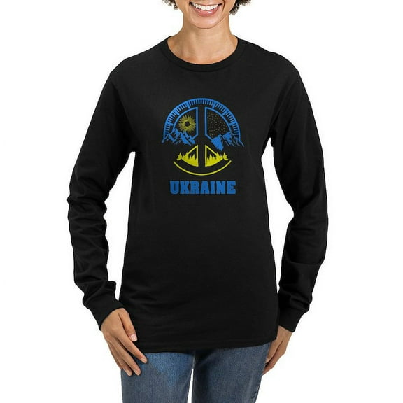 CafePress - Ukraine Flag Ukrainian Pride P Long Sleeve T Shirt - Women's Long Sleeve Graphic Tee Casual Fit
