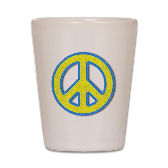 CafePress - Ukraine Flag Ukrainian Pride Peace Symb - White Shot Glass, Unique and Funny Shot Glass