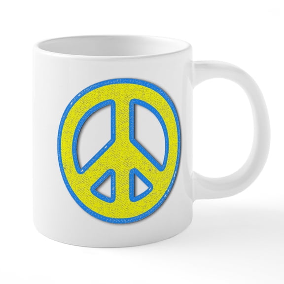 CafePress - Ukraine Flag Ukrainian Pride Peace Symbol Nat Mugs - 20 Oz White Ceramic Mega Mug