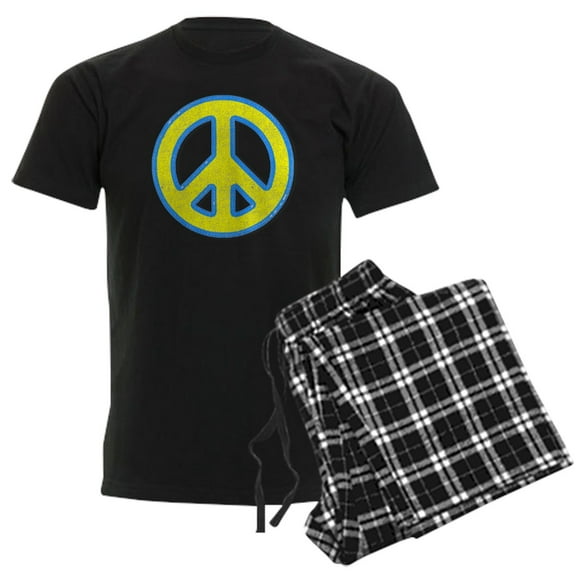 CafePress - Ukraine Flag Ukrainian Pride Peace Symbol Pajamas - Men's Dark Loose Fit Cotton Pajama Set