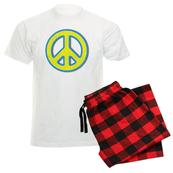 CafePress - Ukraine Flag Ukrainian Pride Peace Symbol Pajamas - Men's Light Loose Fit Cotton Pajama Set