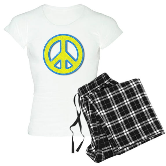 CafePress - Ukraine Flag Ukrainian Pride Peace Symbol Pajamas - Women's Short Sleeve Print T-Shirt and Pants Light Cotton Pajama Set
