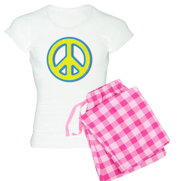 CafePress - Ukraine Flag Ukrainian Pride Peace Symbol Pajamas - Women's Short Sleeve Print T-Shirt and Pants Light Cotton Pajama Set