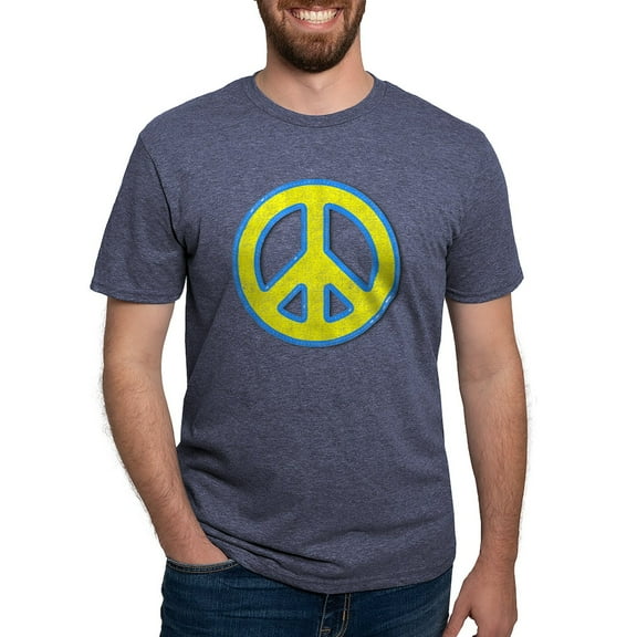 CafePress - Ukraine Flag Ukrainian Pride Peace Symbol T Shirt - Mens Tri-blend T-Shirt