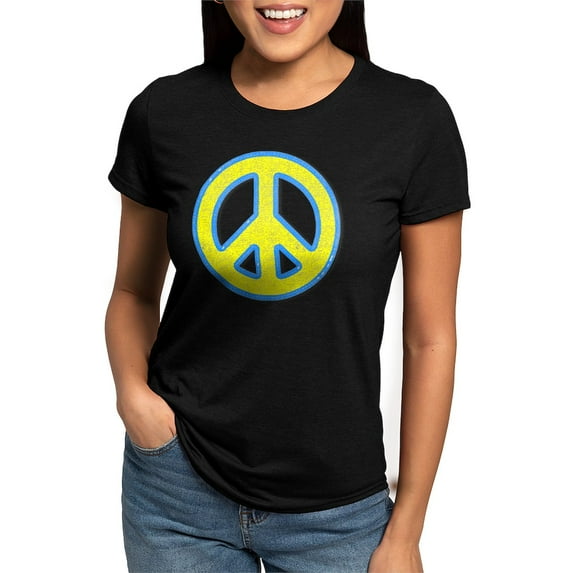 CafePress - Ukraine Flag Ukrainian Pride Peace Symbol T Shirt - Womens Tri-blend T-Shirt