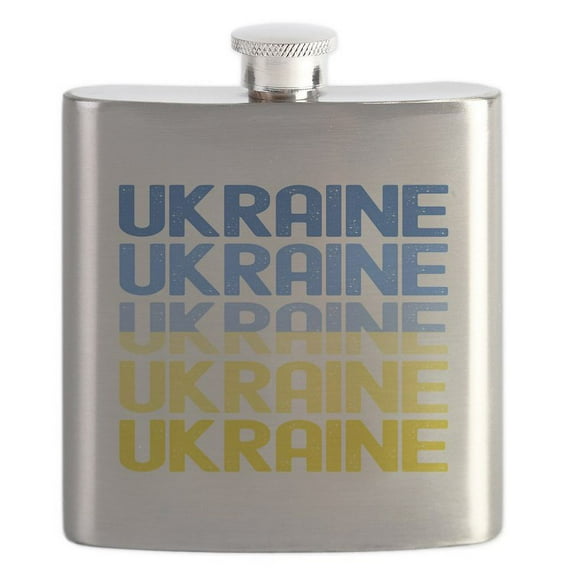 CafePress - Ukraine Flask - Stainless Steel Flask, 6oz Drinking Flask