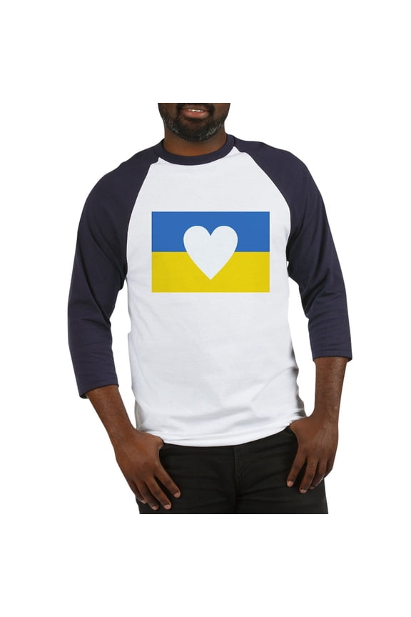 - Ukraine Heart Baseball Jersey - Cotton Baseball Jersey, 3/4 Raglan Sleeve Shirt