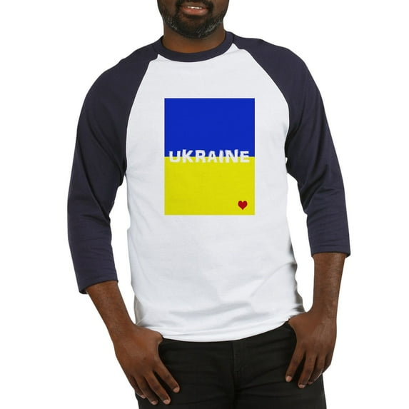 CafePress - Ukraine Heart Baseball Jersey - Cotton Baseball Jersey, 3/4 Raglan Sleeve Shirt