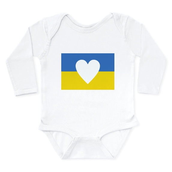 CafePress - Ukraine Heart Body Suit - Long Sleeve Cotton Baby Bodysuit