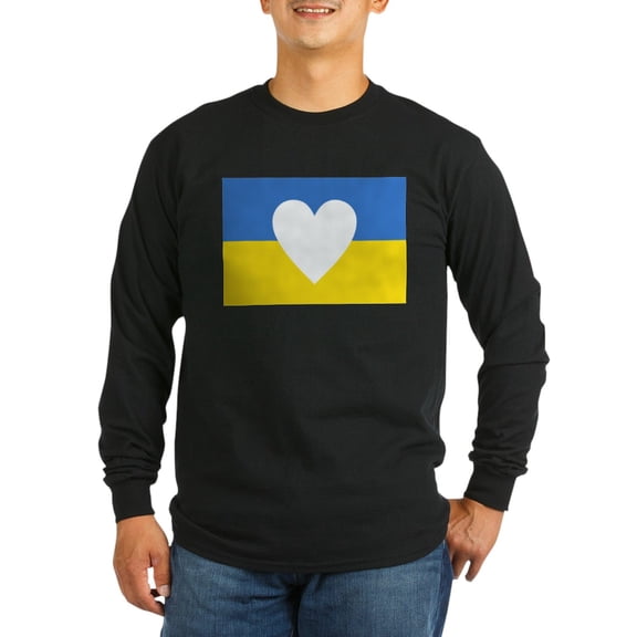 CafePress - Ukraine Heart Long Sleeve T Shirt - Long Sleeve Dark T-Shirt