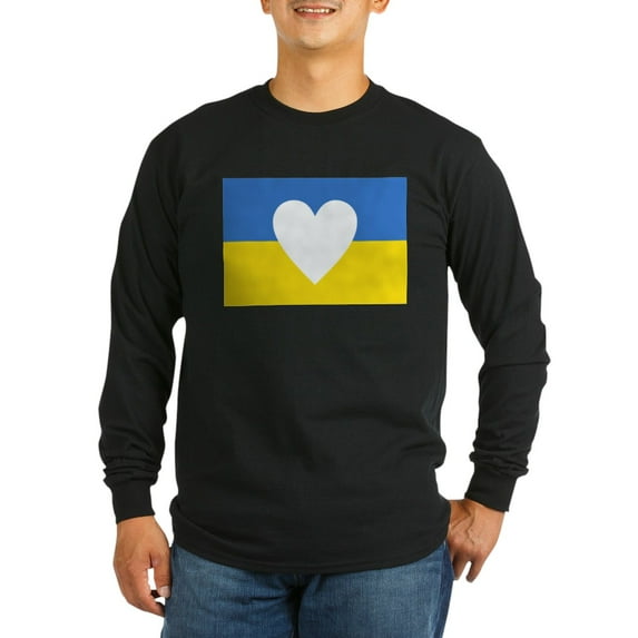 CafePress - Ukraine Heart Long Sleeve T Shirt - Long Sleeve Dark T-Shirt