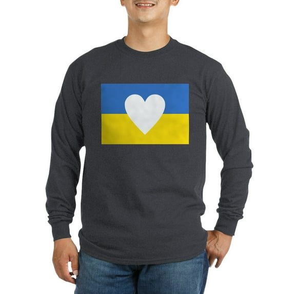 CafePress - Ukraine Heart Long Sleeve T Shirt - Long Sleeve Dark T-Shirt