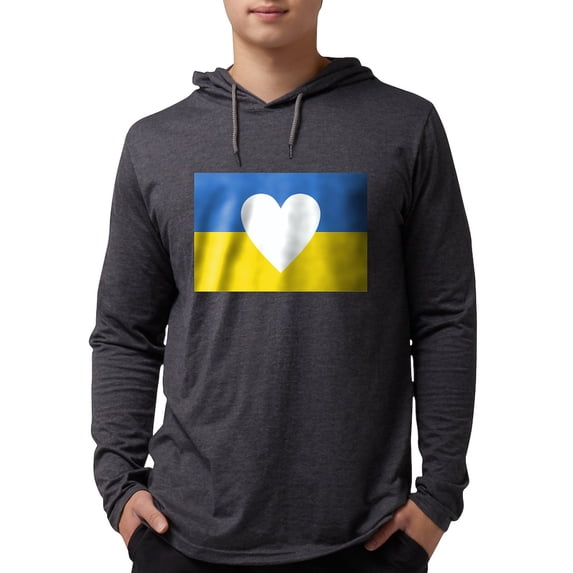 CafePress - Ukraine Heart Long Sleeve T Shirt - Mens Hooded Shirt