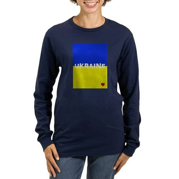 CafePress - Ukraine Heart Long Sleeve T Shirt - Women's Long Sleeve Graphic Tee Casual Fit
