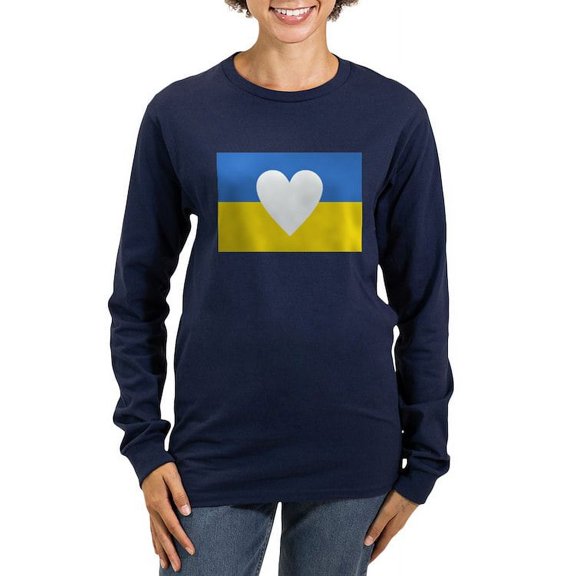 CafePress - Ukraine Heart Long Sleeve T Shirt - Women's Long Sleeve Graphic Tee Casual Fit