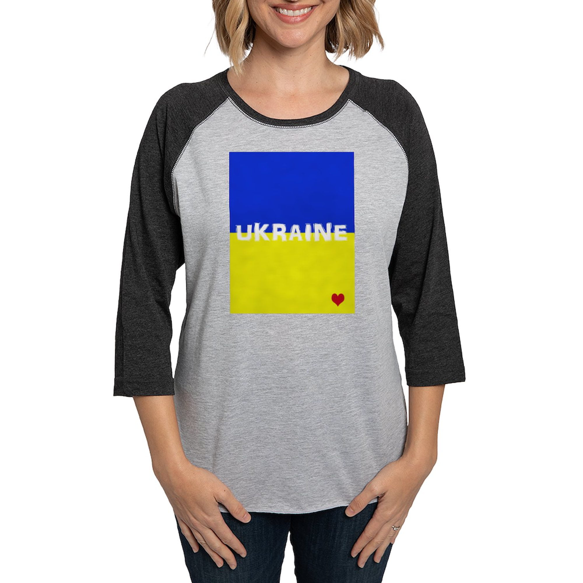CafePress - Ukraine Heart Long Sleeve T Shirt - Womens Baseball Tee