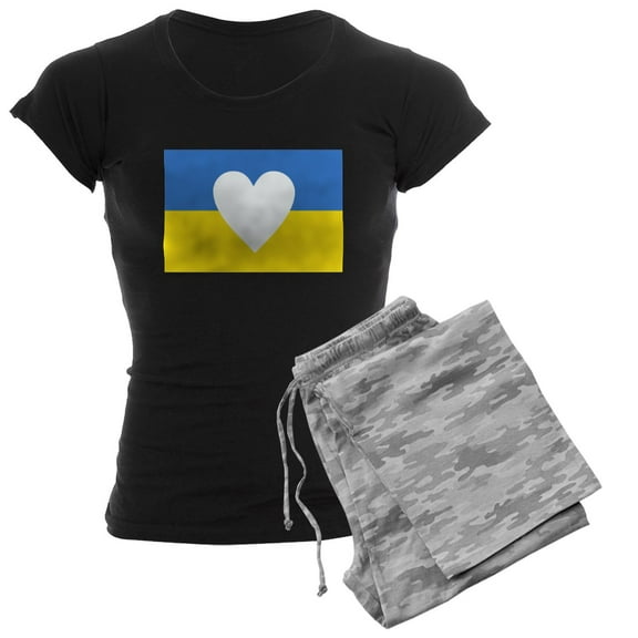 CafePress - Ukraine Heart Pajamas - Women's Short Sleeve Print T-Shirt and Pants Dark Cotton Pajama Set
