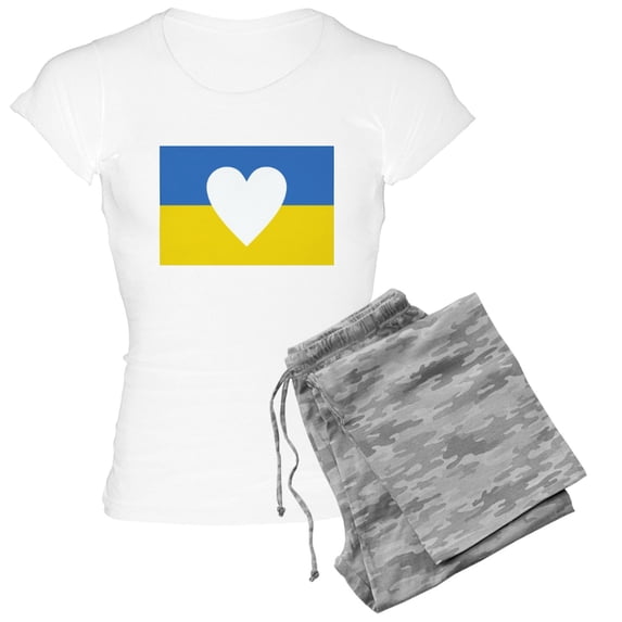 CafePress - Ukraine Heart Pajamas - Women's Short Sleeve Print T-Shirt and Pants Light Cotton Pajama Set