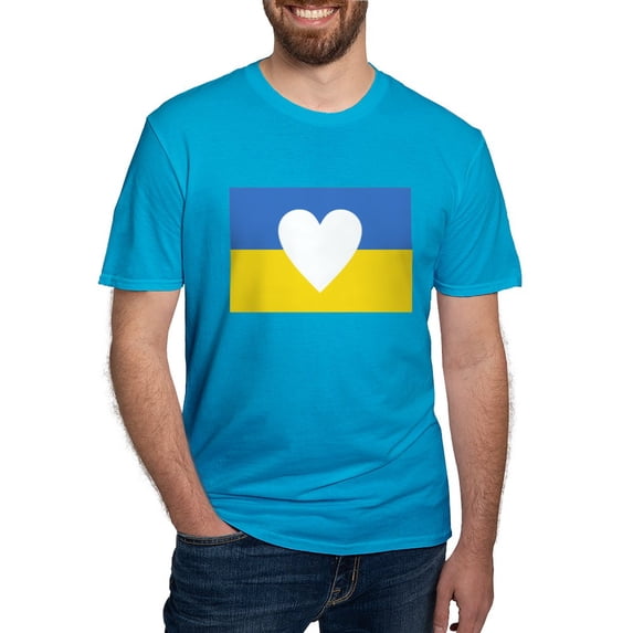 CafePress - Ukraine Heart T Shirt - Men's Fitted T-Shirt