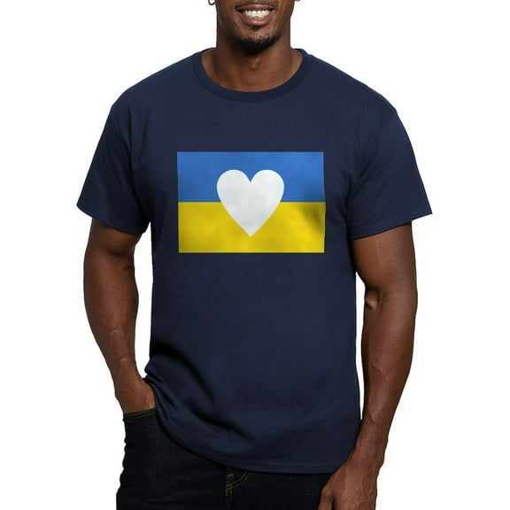 CafePress - Ukraine Heart T Shirt - Men's Fitted T-Shirt