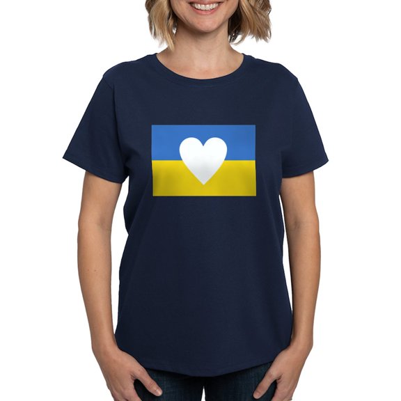 CafePress - Ukraine Heart T Shirt - Women's Traditional Fit Dark T-Shirt