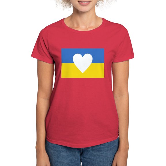 CafePress - Ukraine Heart T Shirt - Women's Traditional Fit Dark T-Shirt
