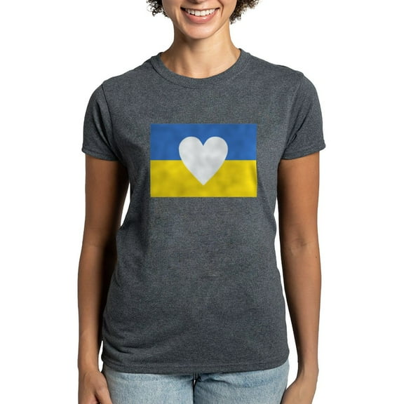 CafePress - Ukraine Heart T Shirt - Women's Traditional Fit Dark T-Shirt