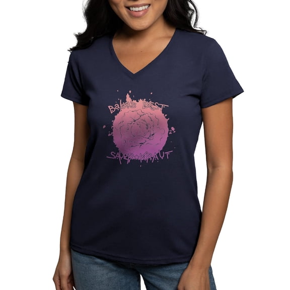 CafePress - Ukraine Kiev Flag Coat Of Arms Home East G T Shirt - Women's V-Neck Dark T-Shirt