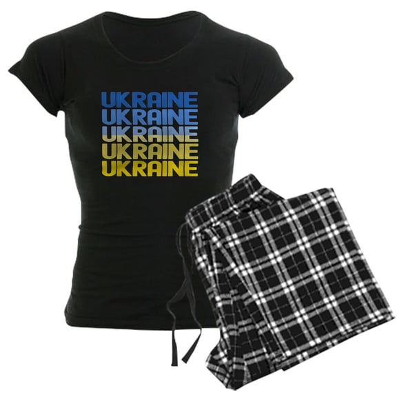 CafePress - Ukraine Pajamas - Women's Short Sleeve Print T-Shirt and Pants Dark Cotton Pajama Set