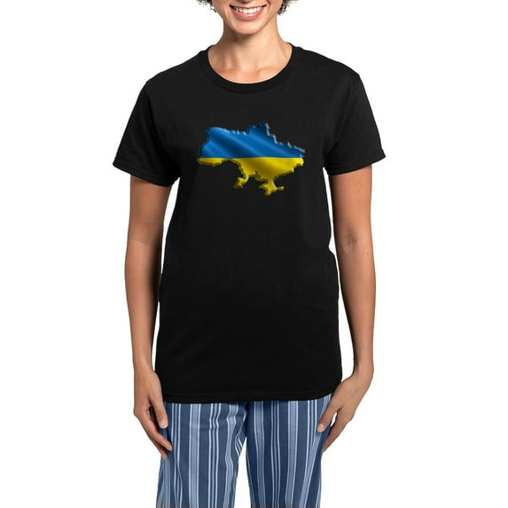 CafePress - Ukraine Pride Love Ukrainian Flag Pajamas - Women's Short Sleeve Print T-Shirt and Pants Dark Cotton Pajama Set