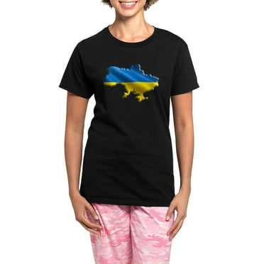 CafePress - Ukraine Pride Love Ukrainian Flag Pajamas - Women's Short Sleeve Print T-Shirt and Pants Dark Cotton Pajama Set