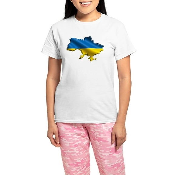 CafePress - Ukraine Pride Love Ukrainian Flag Pajamas - Women's Short Sleeve Print T-Shirt and Pants Light Cotton Pajama Set